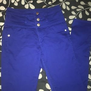 Super skinny royal blue high waisted jeans
